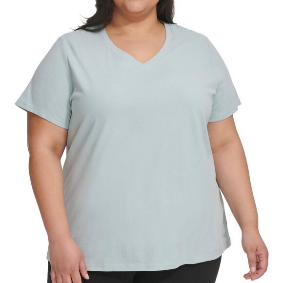 Calvin Klein Womens Solid Basic T-Shirt, Blue, Plus Size Size 2X - Picture 1 of 1